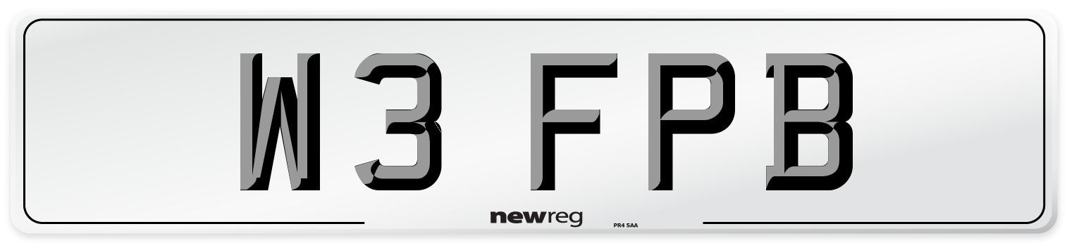 W3 FPB Number Plate from New Reg